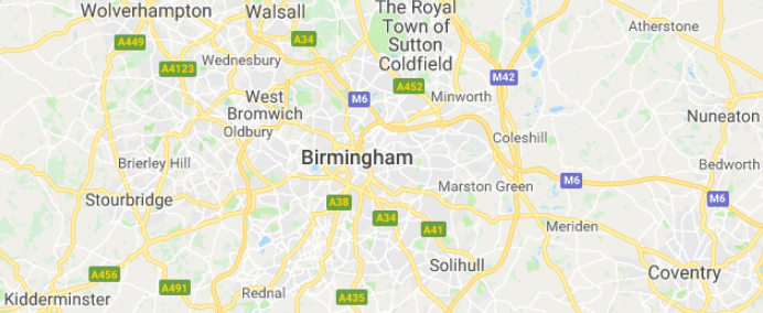 Image of Birmingham on Google Maps