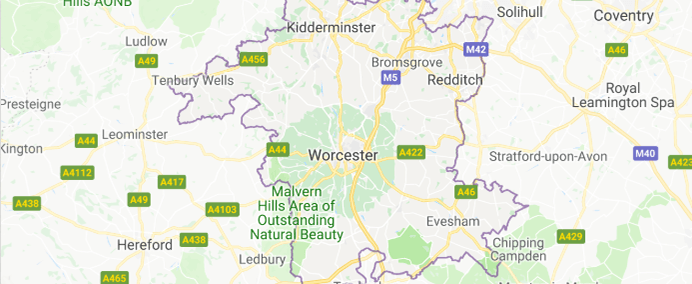 Image of Worcestershire on Google Maps